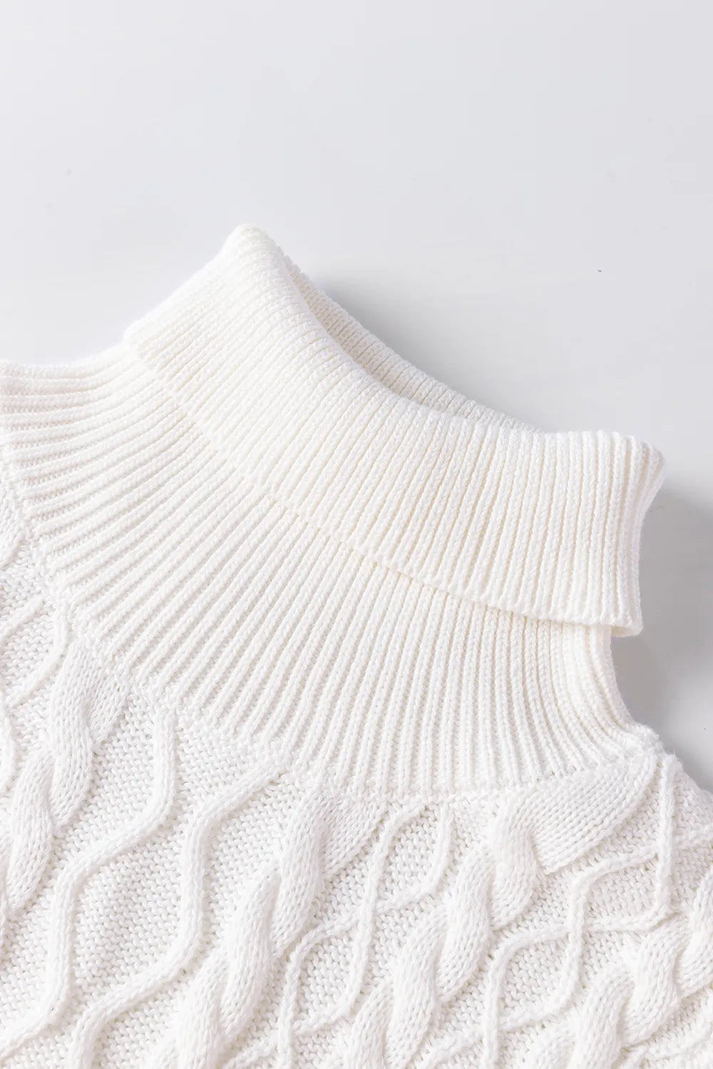 Cable-Knit Turtleneck Cap Sleeve Sweater Sweater Luxurious Weddings