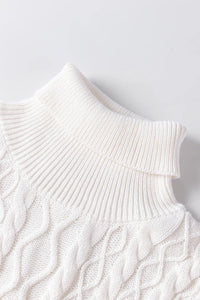 Cable-Knit Turtleneck Cap Sleeve Sweater Sweater Luxurious Weddings
