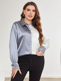 Plus Size Two-Tone Long Sleeve Shirt Plus size Luxurious Weddings
