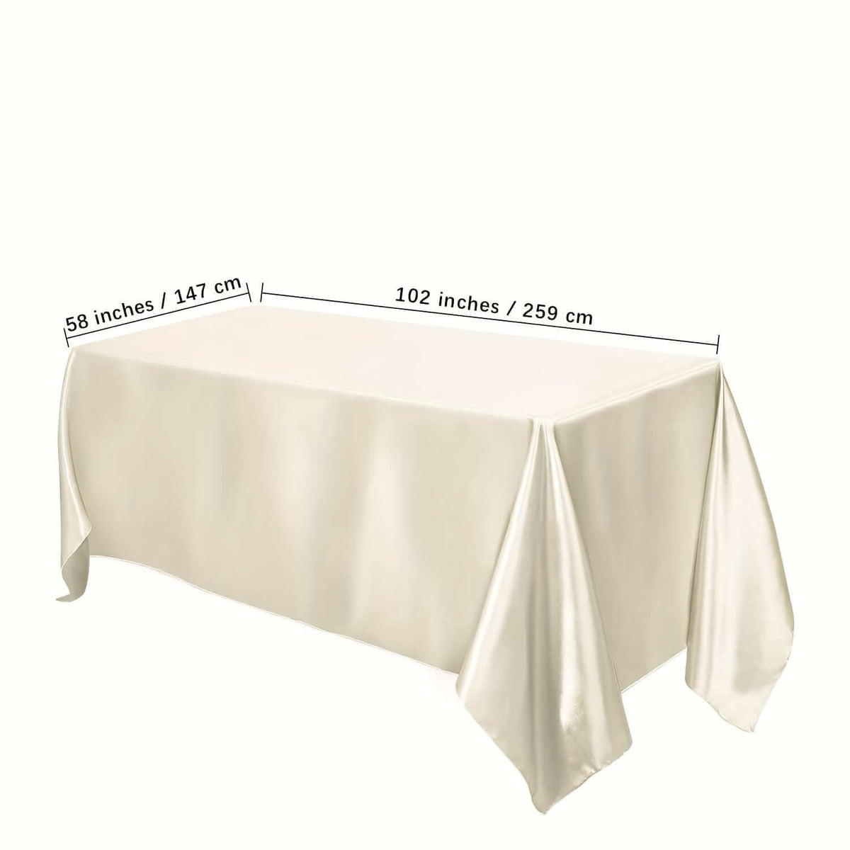 Elegant Golden Satin Tablecloth Overlay - 102 x 58\" Tablecloth Luxurious Weddings