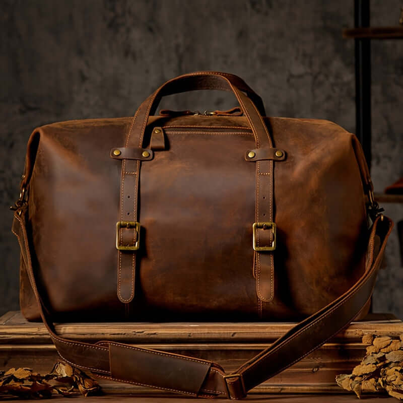 Vintage-Style Top Grain Leather Travel Bag Bags Luxurious Weddings