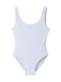 a white one piece swimsuit with straps