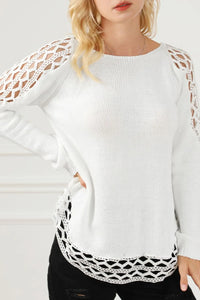 Scoop Neck Hollow Out Sweater Cardigans Luxurious Weddings