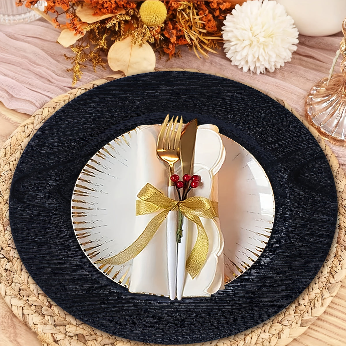 40pcs Elegant Round Plastic Charger Plates Tableware Luxurious Weddings