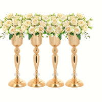 Elegant Golden Crystal Vase Set - 4pcs Decor Vase Set Luxurious Weddings