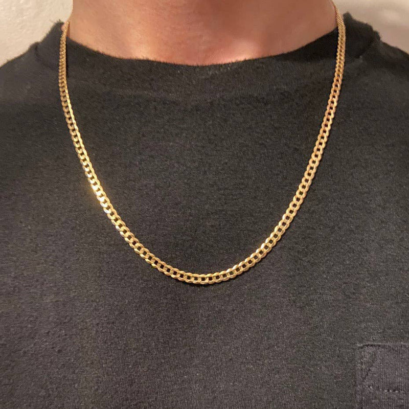 Solid Real 14k Gold Cuban Link Chain 20in 4mm Jewelry Luxurious Weddings