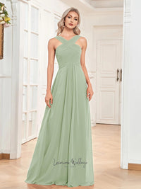 Elegant Cross Neck Bridesmaid Dress Luxurious Weddings