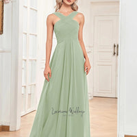 Elegant Cross Neck Bridesmaid Dress Luxurious Weddings