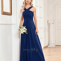 Elegant Cross Neck Bridesmaid Dress Luxurious Weddings