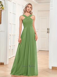 Elegant Cross Neck Bridesmaid Dress Luxurious Weddings