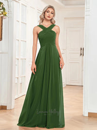 Elegant Cross Neck Bridesmaid Dress Luxurious Weddings