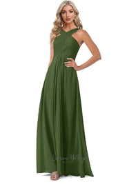 Elegant Cross Neck Bridesmaid Dress Luxurious Weddings