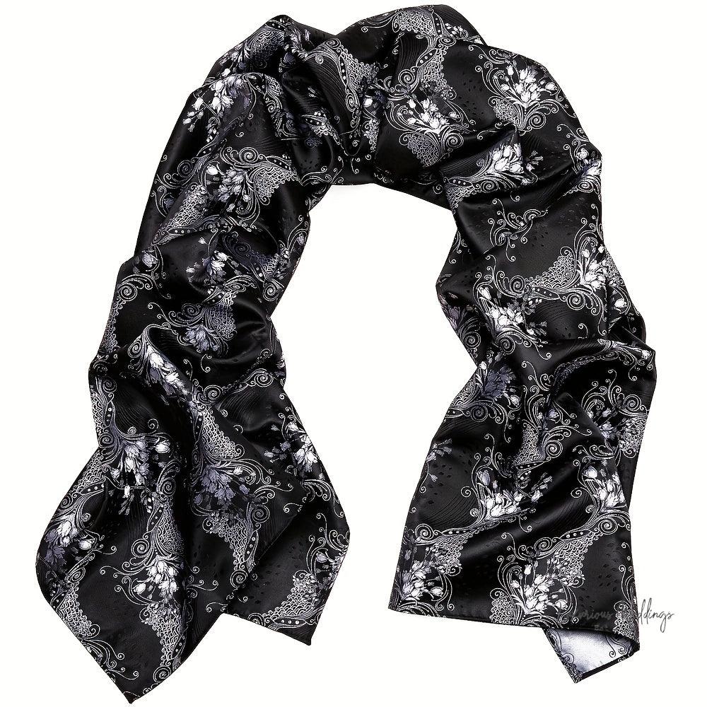 Elegant Satin Scarf & Necktie Set for Men - 100% Polyester, Woven Details Luxurious Weddings