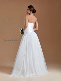 Elegant Strapless Asymmetrical Floor Length Gown Luxurious Weddings