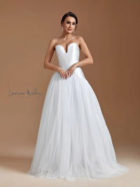 Elegant Strapless Asymmetrical Floor Length Gown Luxurious Weddings