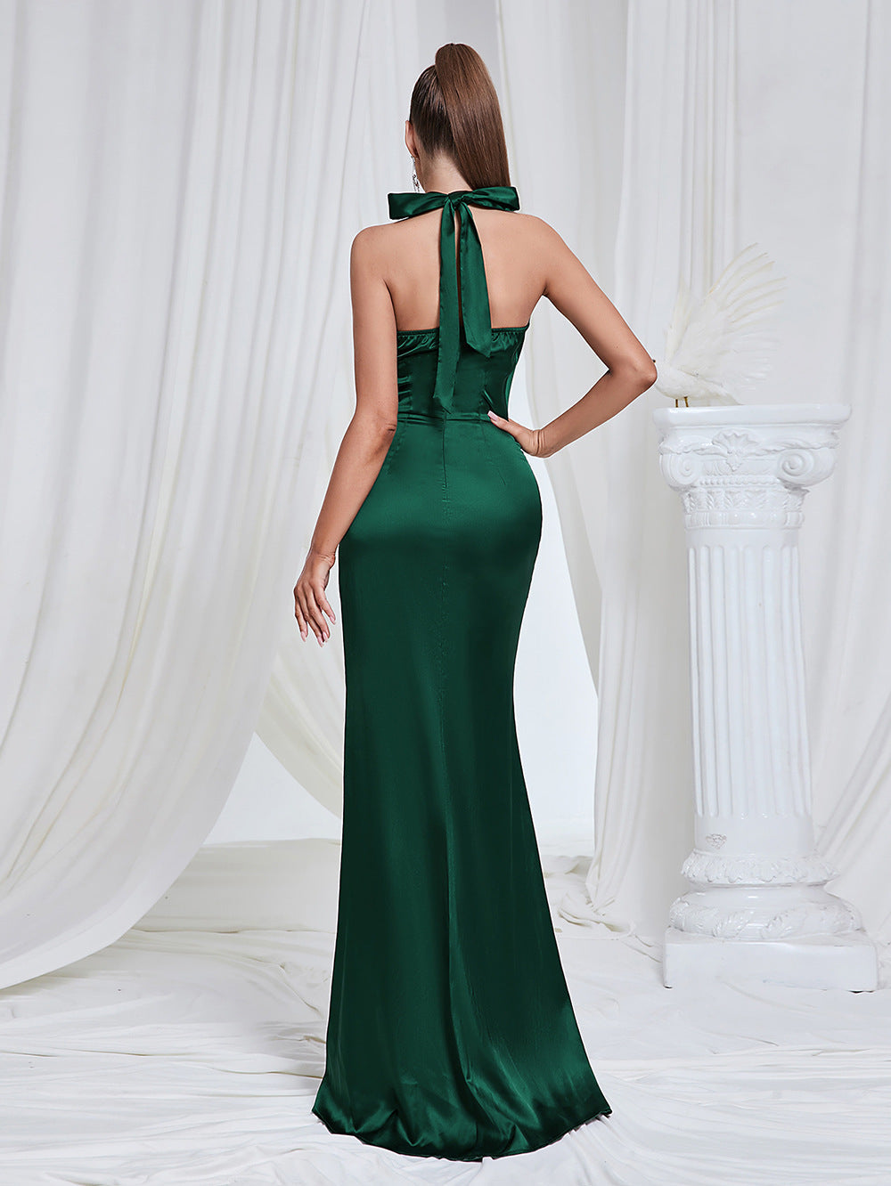 Emerald Silk Evening Dress DRESSES Luxurious Weddings