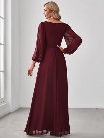 Floor Length Long Lantern Sleeves Formal Dresses