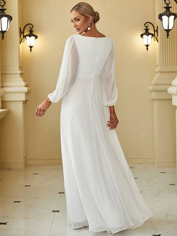 Floor Length Long Lantern Sleeves Formal Dresses