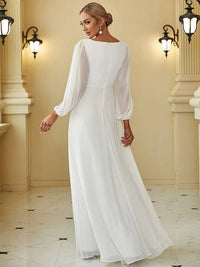 Floor Length Long Lantern Sleeves Formal Dresses