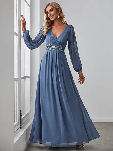 Floor Length Long Lantern Sleeves Formal Dresses Luxurious Weddings