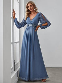 Floor Length Long Lantern Sleeves Formal Dresses