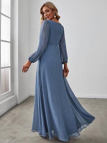 Floor Length Long Lantern Sleeves Formal Dresses