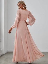 Floor Length Long Lantern Sleeves Formal Dresses