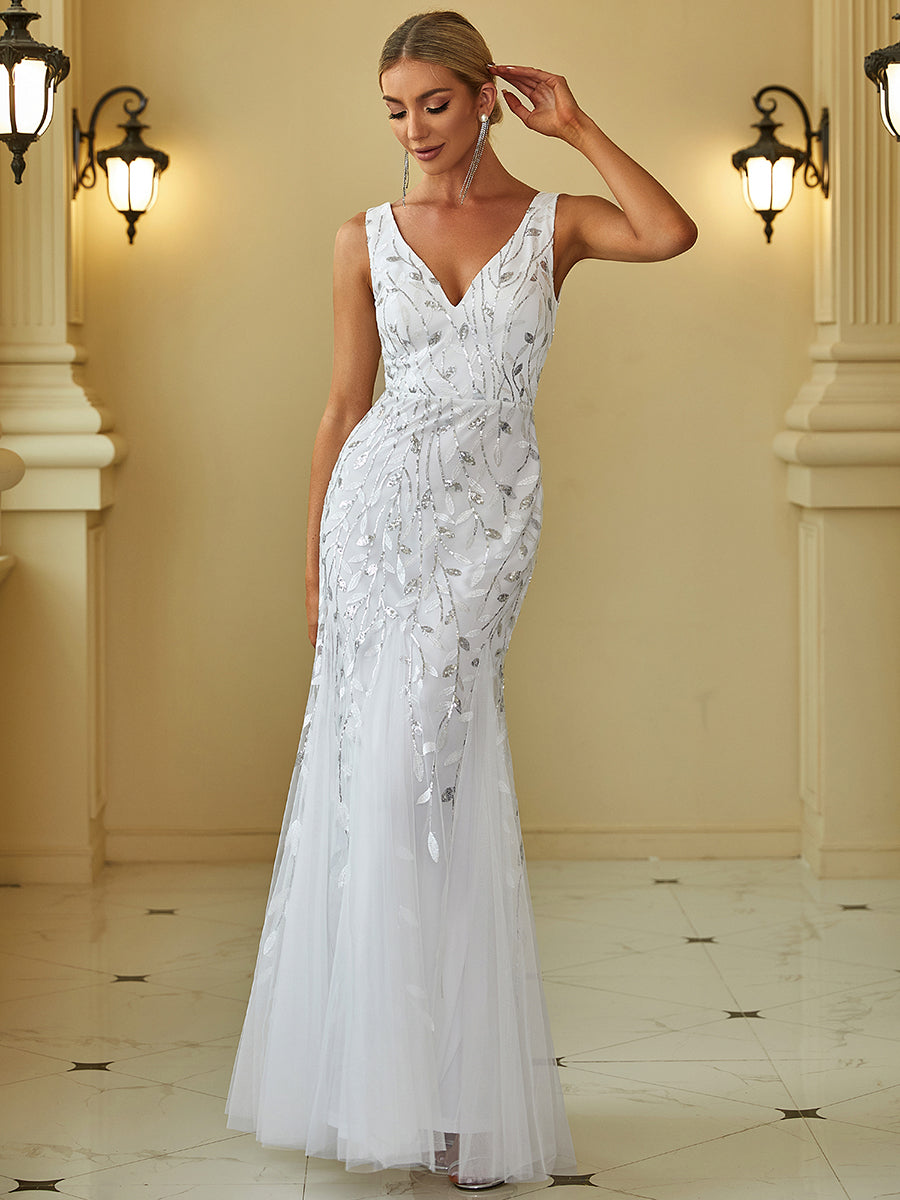 Classic Fishtail Sequin Evening Dresses Luxurious Weddings