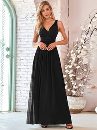 Double V-Neck Elegant Maxi Long Evening Dresses Luxurious Weddings