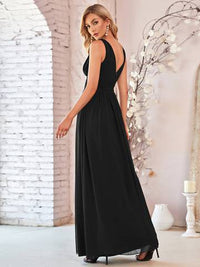 Double V-Neck Elegant Maxi Long Evening Dresses Luxurious Weddings