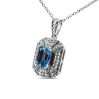 .925 Sterling Silver Topaz &amp; Diamond Accent Pendant Necklace Jewellery Luxurious Weddings