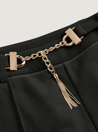 Chain Detail High Waist Pants Pants Luxurious Weddings