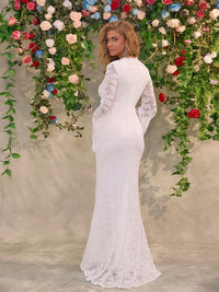 Lace Surplice Flare Sleeve Maxi Dress wedding dress Luxurious Weddings