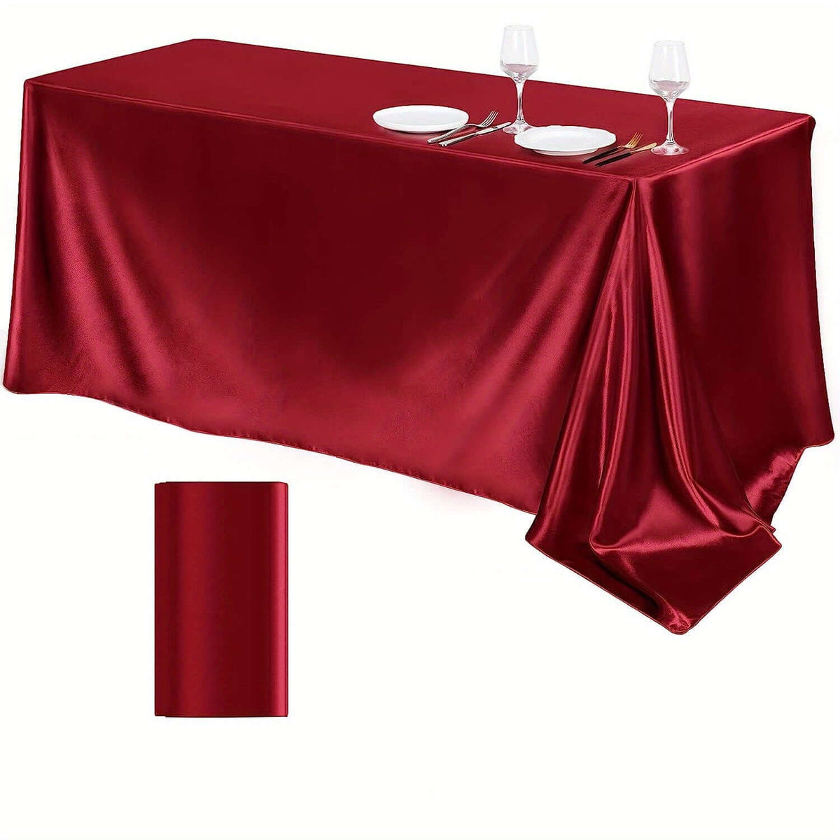 Elegant Golden Satin Tablecloth Overlay - 102 x 58\" Tablecloth Luxurious Weddings