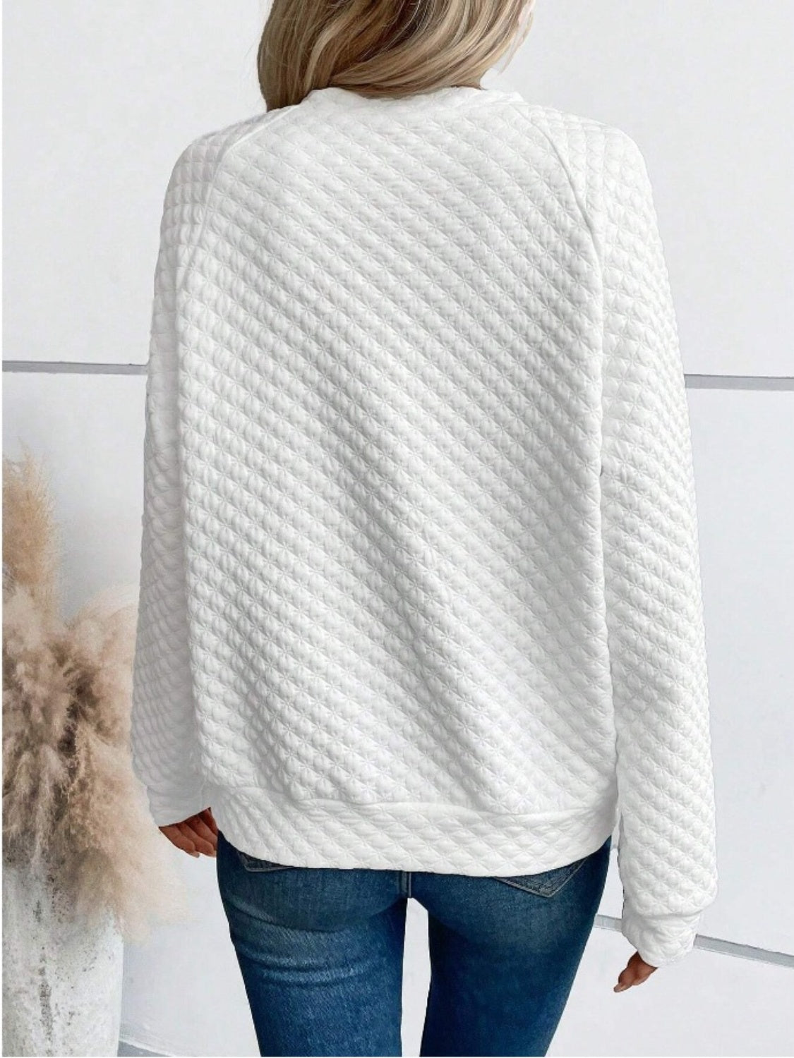 Notched Long Sleeve Sweatshirt sweatshirt Luxurious Weddings