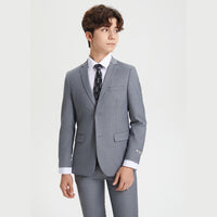 Stacy Adams Boys Suit 5-Piece Set | Mid Grey Suits Luxurious Weddings