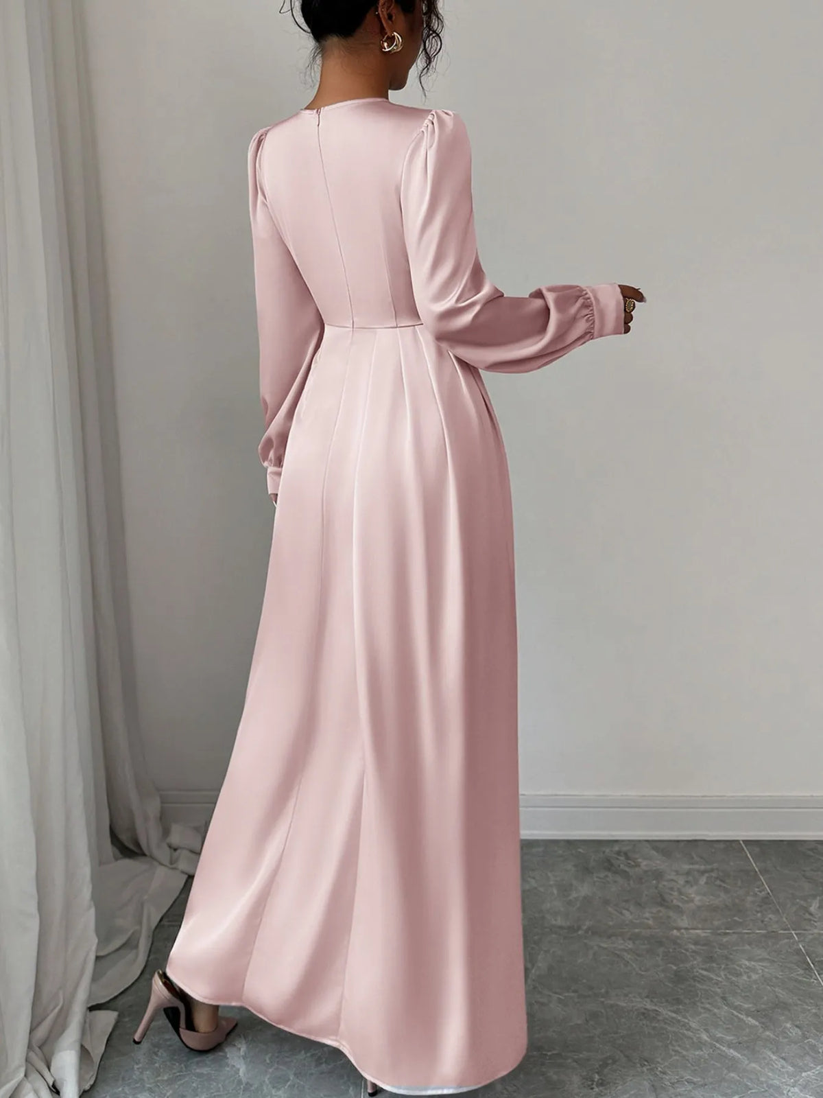 Satin Long Sleeve Maxi Dress Dresses Luxurious Weddings