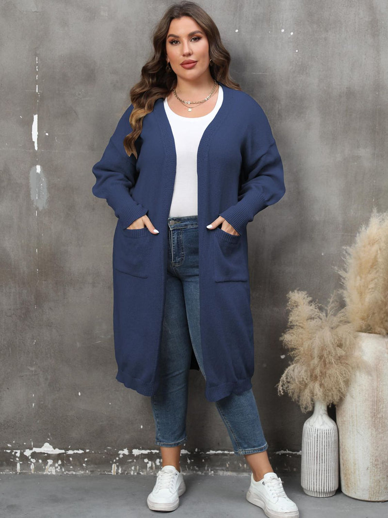 Plus Size Long Sleeve Pocketed Cardigan Plus size Luxurious Weddings