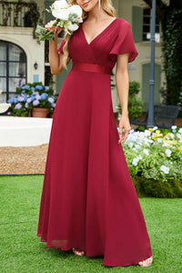 Surplice Flutter Sleeve Maxi Dress bridesmaids dress Luxurious Weddings