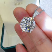 10 Carat Moissanite 925 Sterling Silver Pendant Necklace Luxurious Weddings