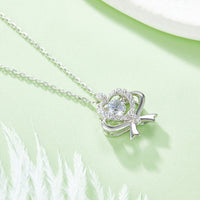 Moissanite 925 Sterling Silver Bow & Heart Necklace Necklace Luxurious Weddings