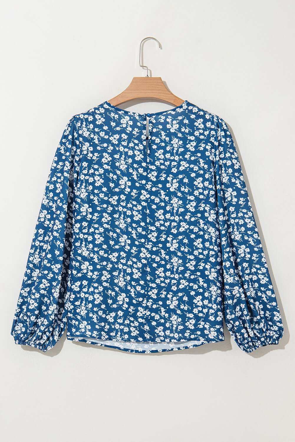 Blue Ditsy Floral Print Lantern Sleeve Blouse Tops/Blouses & Shirts Luxurious Weddings