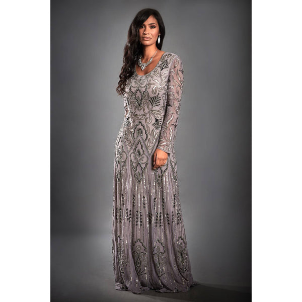 Isabella Embellished Long Sleeve Gatsby Maxi Dress Dress Luxurious Weddings