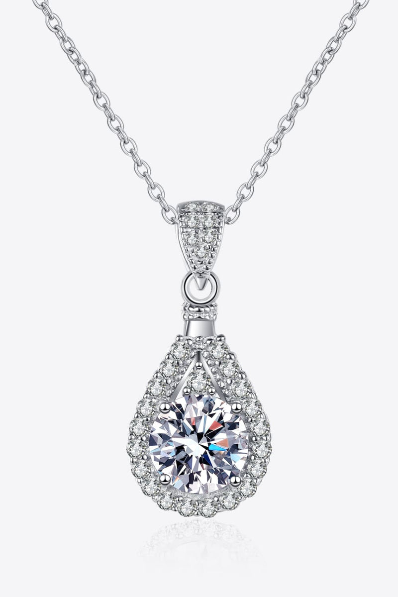 2 Carat Moissanite Teardrop Pendant 925 Sterling Silver Necklace Luxurious Weddings