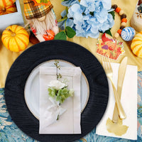 13'' Black Plastic Charger Plates - Wedding Set Charger Plates Luxurious Weddings