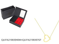 a box with roses inside of it and a necklace with a heart