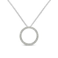 Sterling-Silver 3/4 Ctw Diamond Hoop Circle Pendant Necklace Jewellery Luxurious Weddings