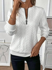 Texture Half Zip Long Sleeve Sweatshirt sweater Luxurious Weddings