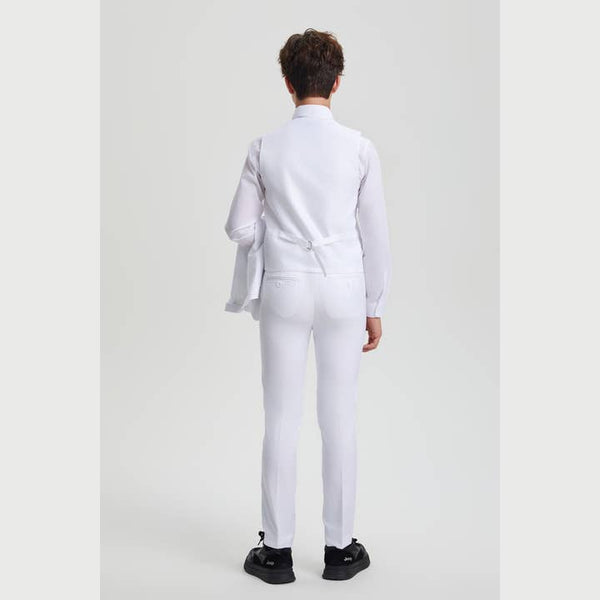 Stacy Adams Boys Suit 5-Piece Set | White Suits Luxurious Weddings