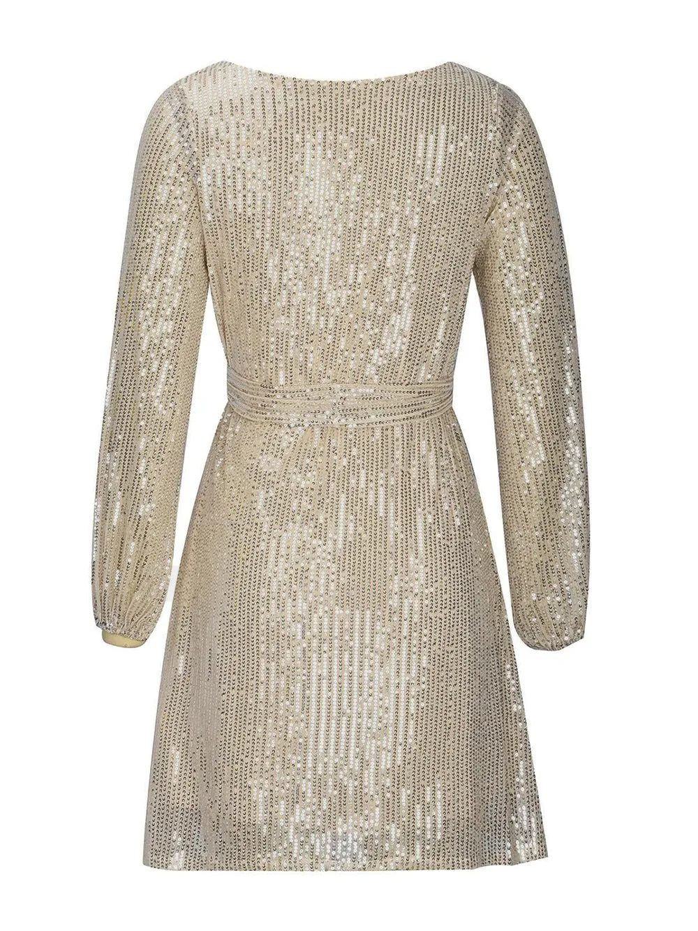 Sequin Tie Waist Long Sleeve Mini Dress Mini dress Luxurious Weddings